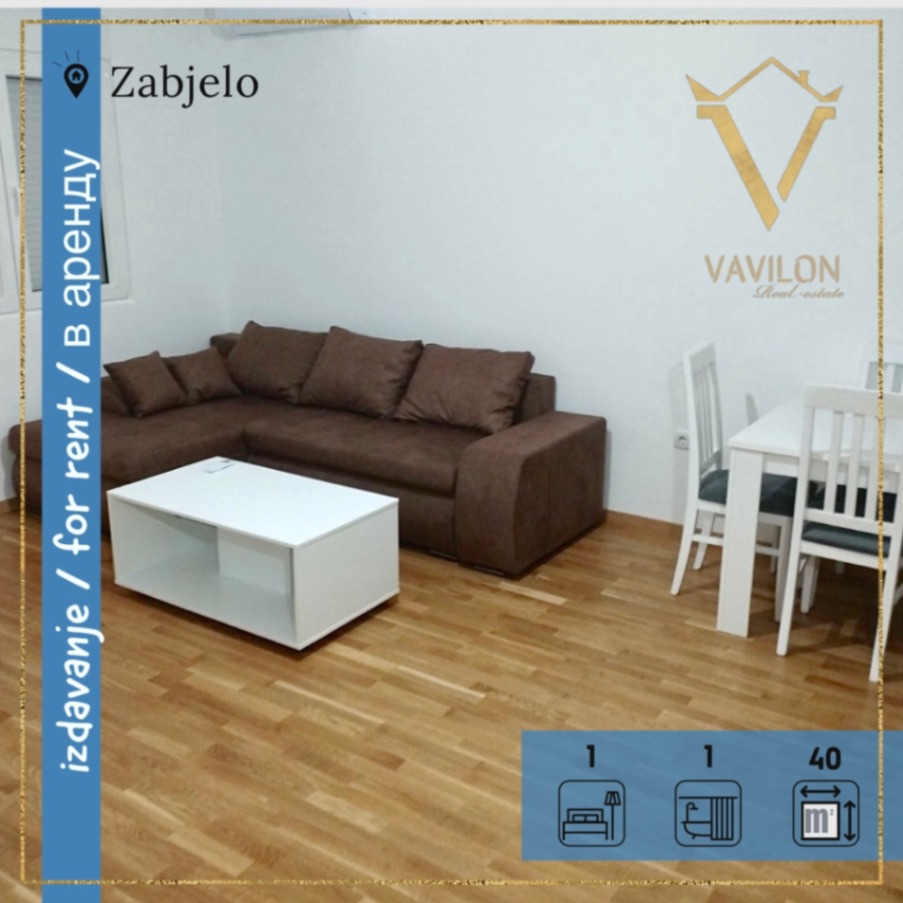 Izdavanje, jednosoban stan, 40m2, Zabjelo, Podgorica