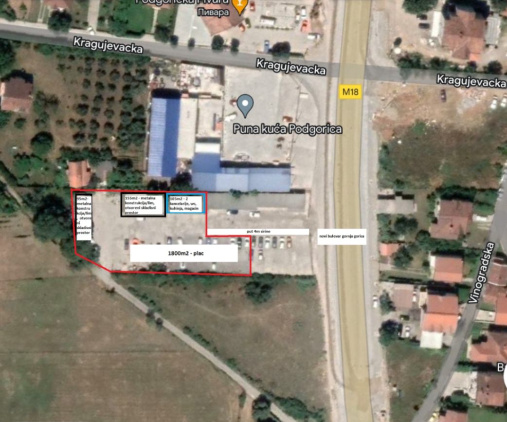 Izdavanje, zemljište, 1800m2, Gornja Gorica, Podgorica Izdavanje, zemljište, 1800m2, Gornja Gorica, Podgorica