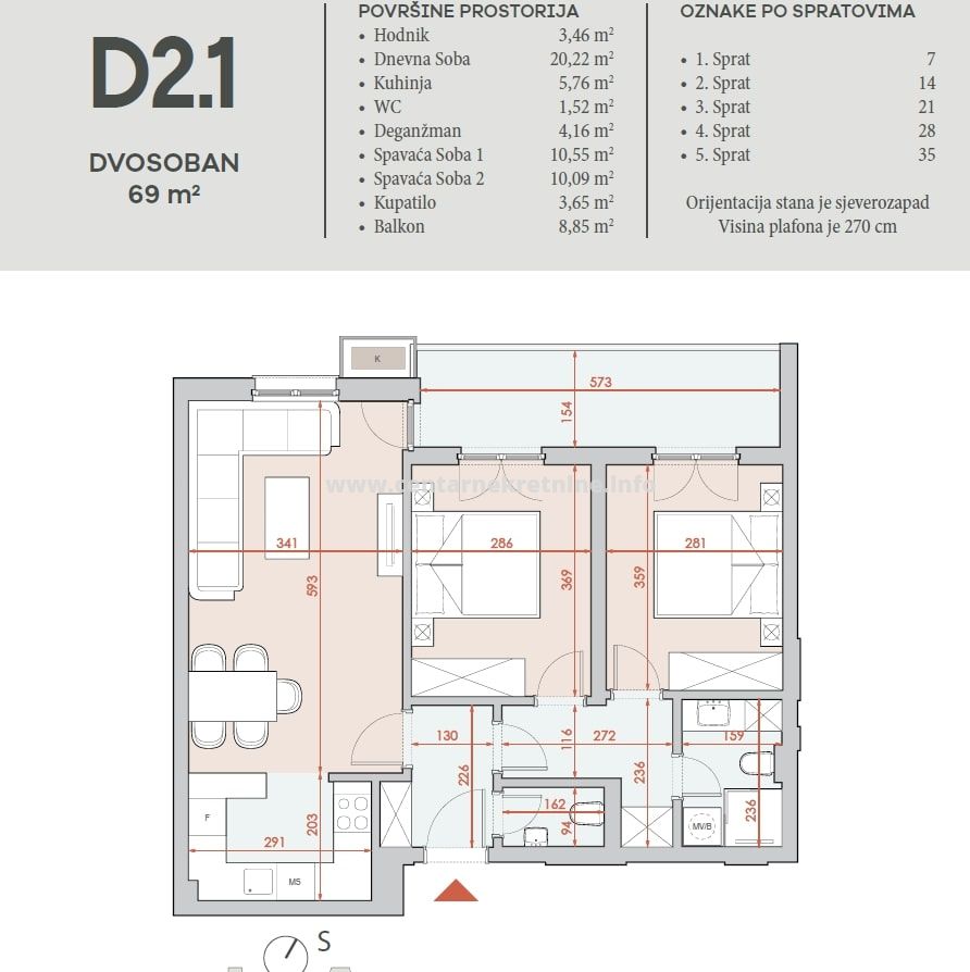 Prodaja, dvosoban stan, 69m2, City Kvart, Podgorica Prodaja, dvosoban stan, 69m2, City Kvart, Podgorica